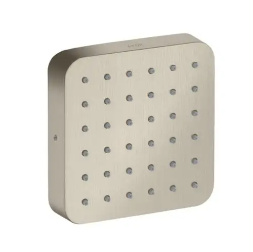 Unterputz-Brausemodul aus gebürstetem Nickel mit runder Kantenform und einer Anordnung von Düsen, gestaltet von AXOR.